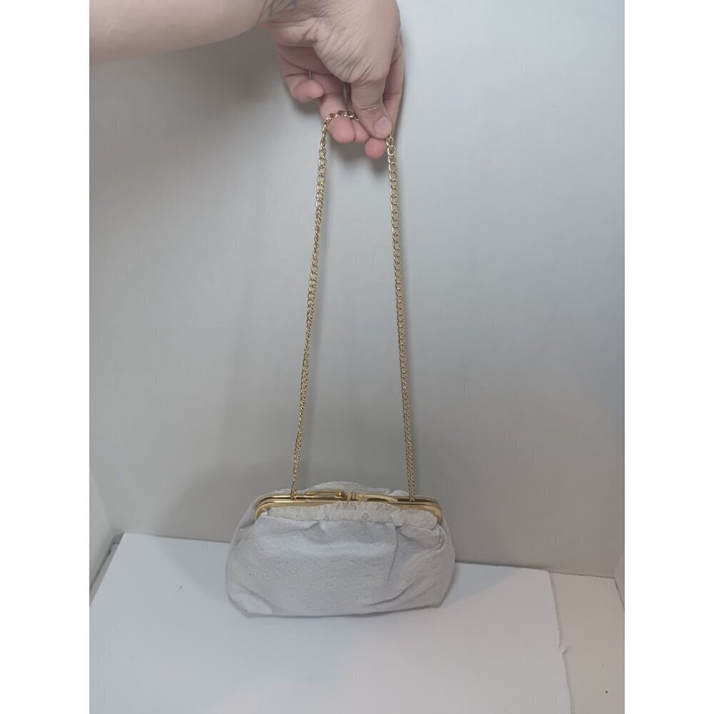 Pacific Connections White Lace Evening Gold Chain Bag Crosabody Purse - Picture 6 of 9